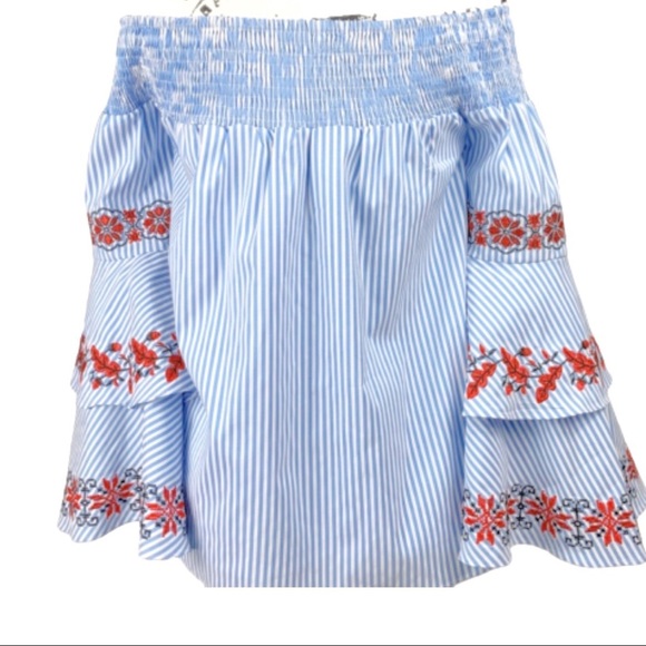 Vava by Joy Han Tops - Women’s Shoulder Blouse Cascading Tiered Sleeves